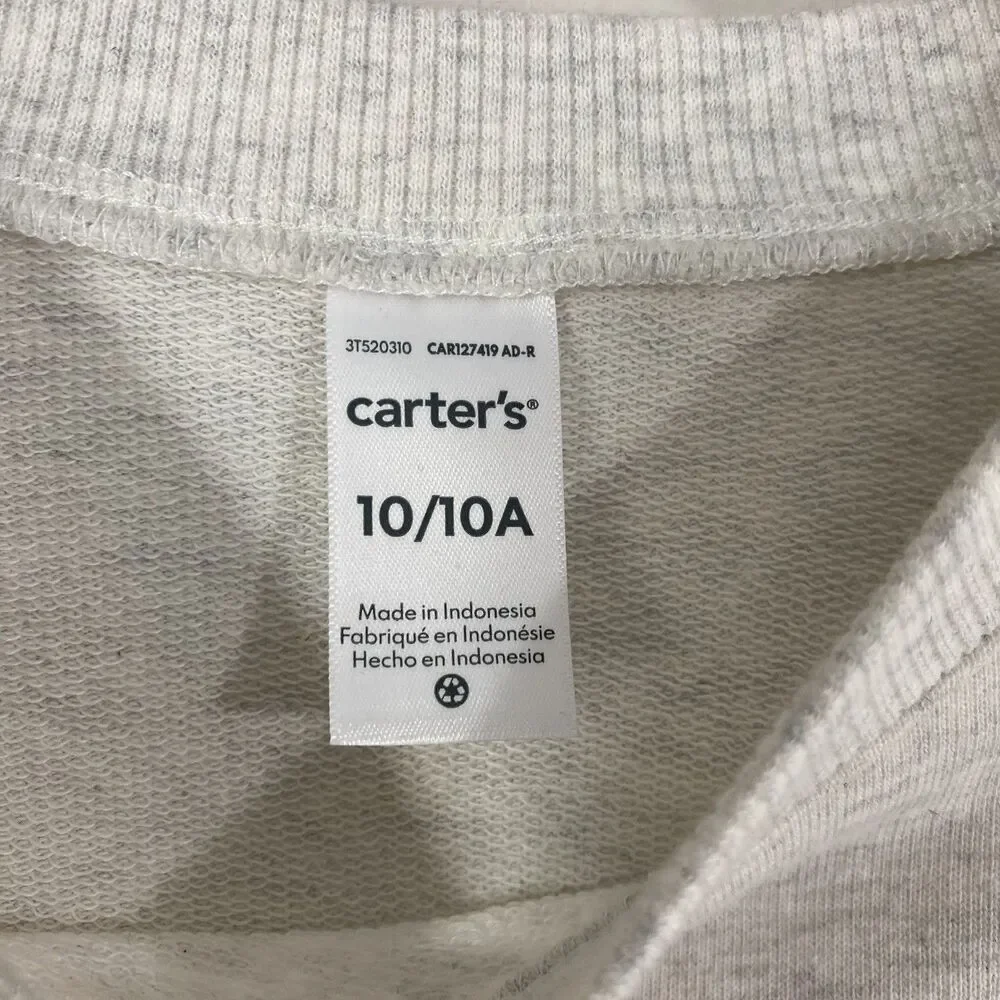 Carters Girls Long Sleeve Dress Size 10 Grey/Beige Floral Pullover Crew Neck New